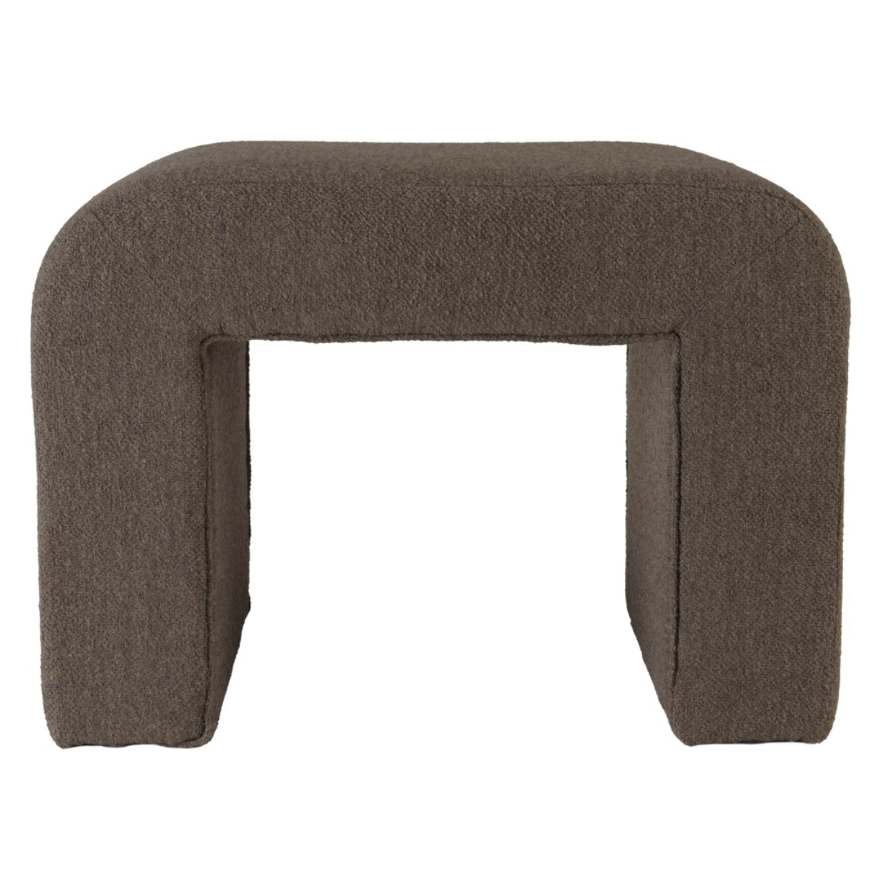 LEOPOLD - Pouf en tissu petite bouclette taupe foncé