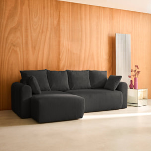 Canapé d'angle convertible réversible 3 places velours côtelé  ALMO