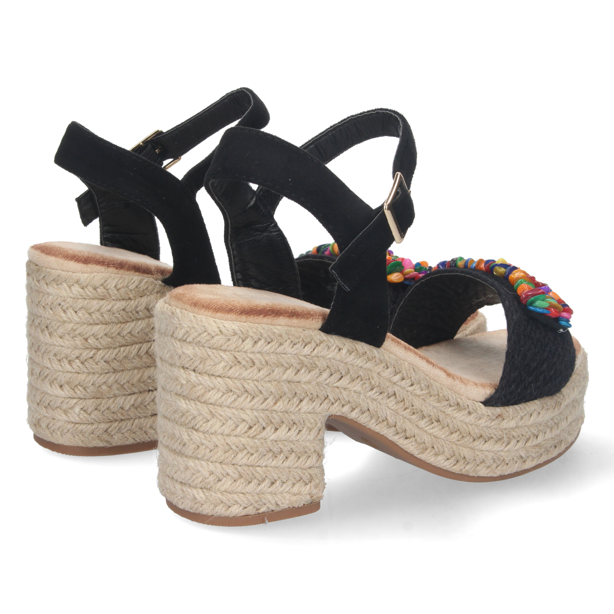 Sandalia de Tacon con Yute y Hebilla