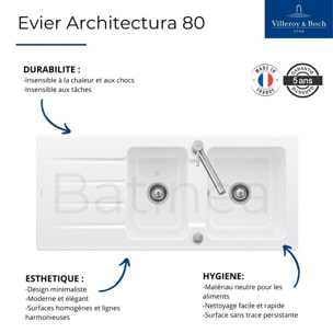 Evier 116 x 51 cm Architectura 80 Blanc + Robinet cuisine GROHE Concetto