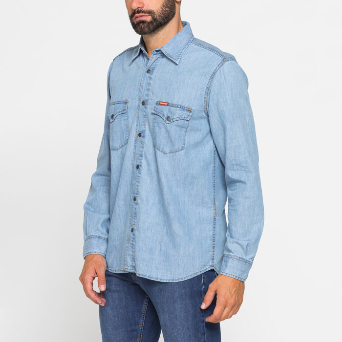 CAMICIA MODELLO WESTERN IN DENIM LEGGERO DA 7 oz.