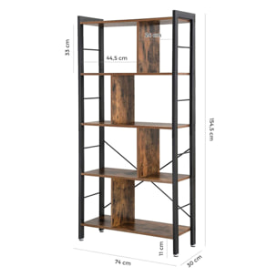 Libreria loft industriale in metallo e legno rustico