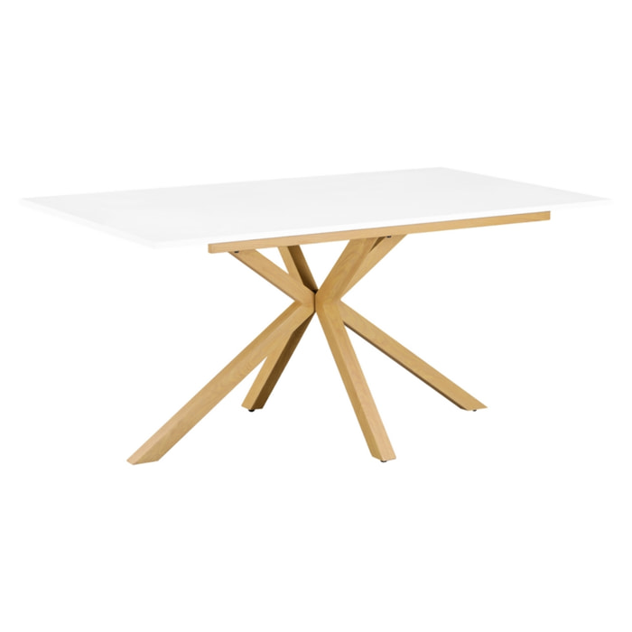 Tavolo rettangolare con top bianco gambe metalliche effetto rovere - Gabry