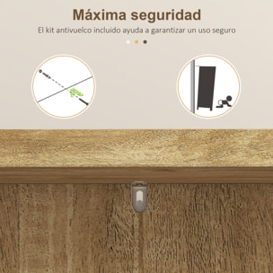 Armario de Cocina Armario Despensa Cocina con 2 Puertas de Ratán y 16 Estantes Alacena Moderna con Estantes Ajustables para Comedor Salón 60x30x104 cm Natural