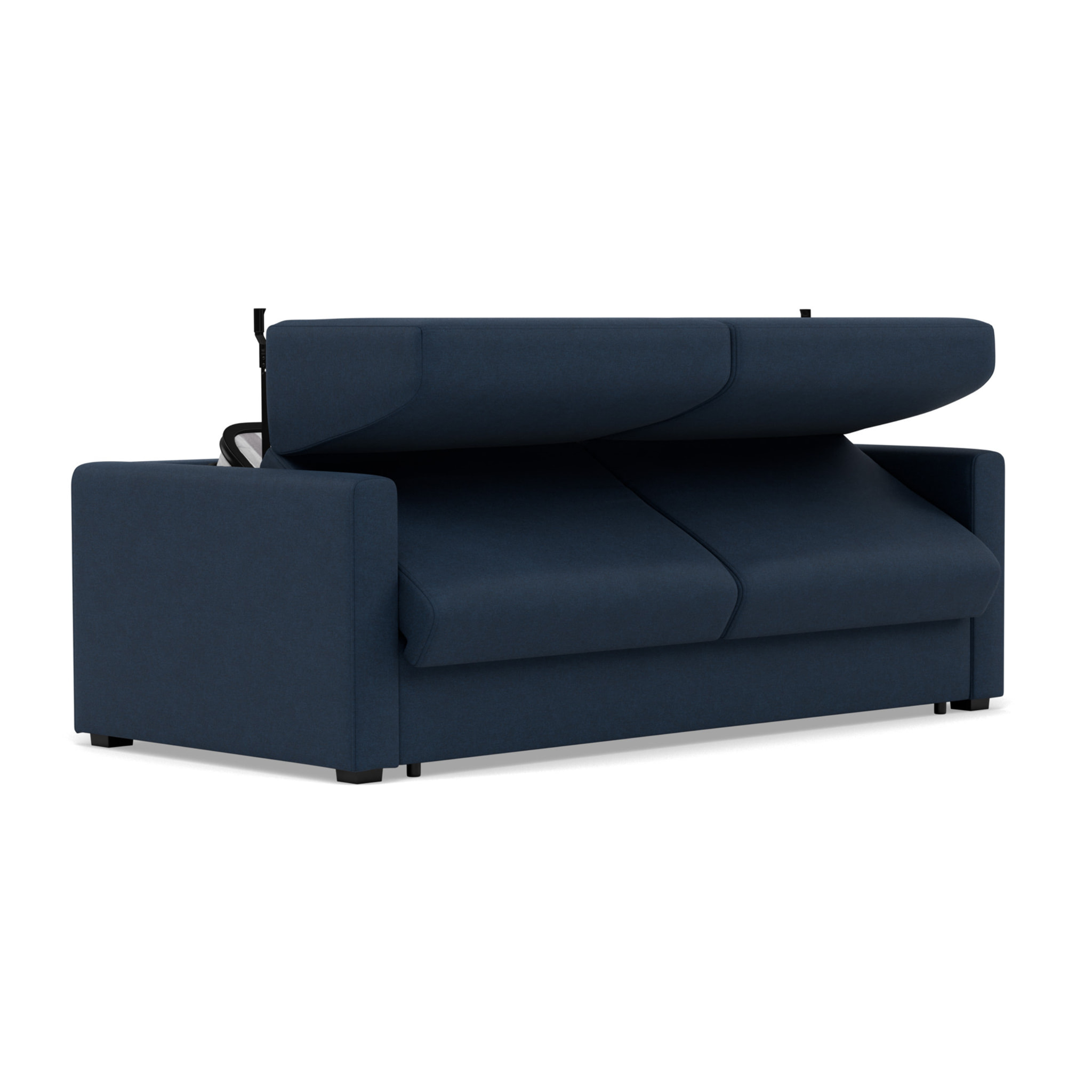 Julia - canapé 3 places convertible couchage quotidien matelas 14 cm en tissu - Bleu marine