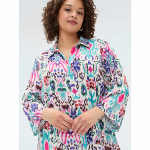 Fiorella Rubino - Vestito chemisier corto in viscosa con stampa - Fucsia