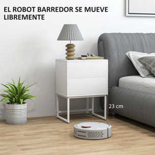 Pack de 2 Mesitas de Noche Estrechas Mesillas de Noche Dormitorio con 2 Cajones Apertura por Presión y Patas de Acero Estilo Moderno 40x30x55 cm Blanco