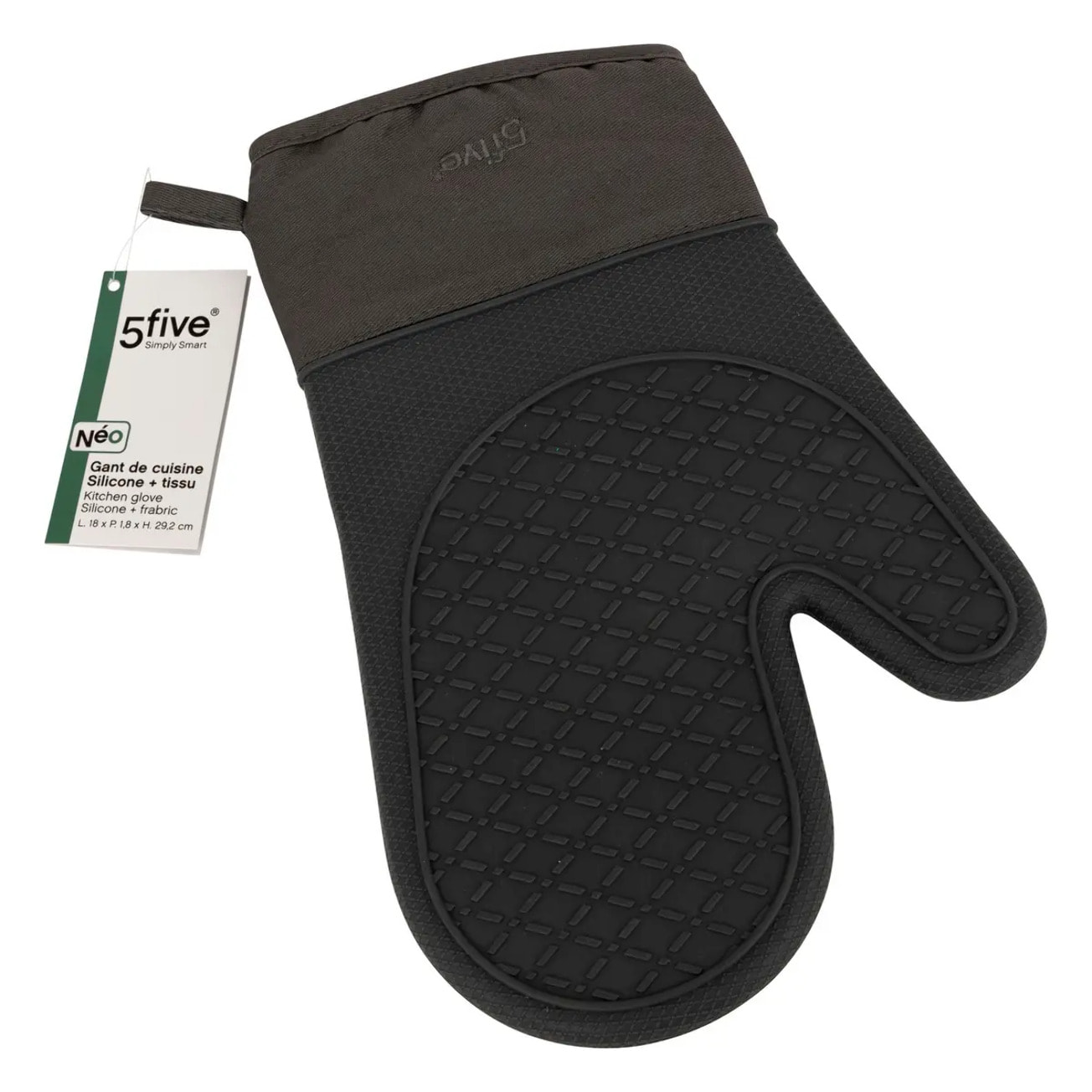 Gant de cuisine silicone et coton gris