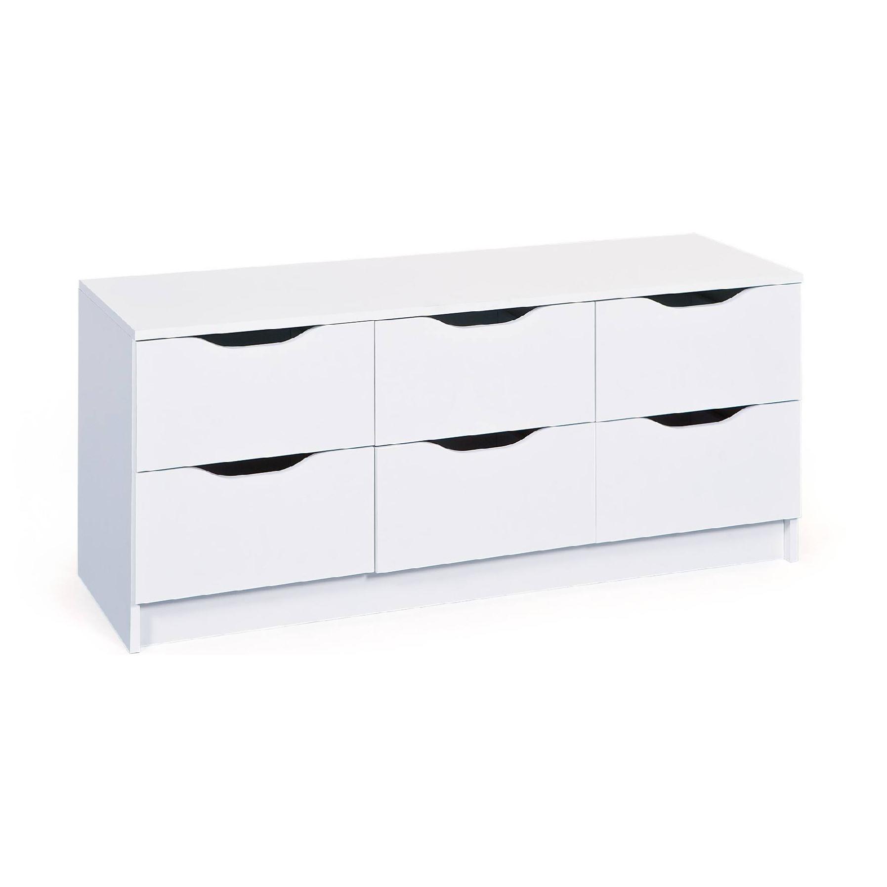 Cassettiera a sei cassetti, colore bianco, cm 50 x 40 x 120