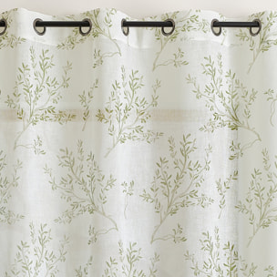 Voilage impression feuillage poétique - Kaki