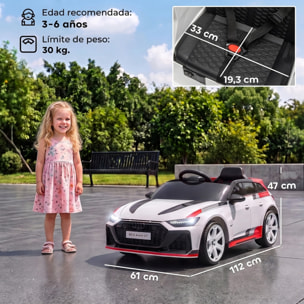 AIYAPLAY Coche Eléctrico para Niños Audi RS 6 Avant GT Coche de Batería 12V con Mando a Distancia 2,4 G Motor Doble Arranque Progresivo Suspensión MP3 Bocina y Faros LED 3-6 Años 3–5 km/h Blanco