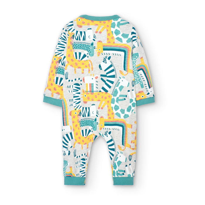 Pelele recién nacido, estampado verde claro, mangas largas
