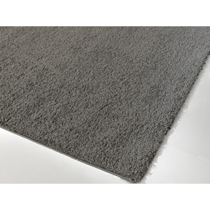 Uni - tapis de salon en laine artificielle anthracite