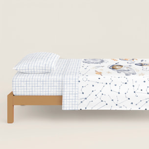 Funda Nórdica Estampada - Infantil - 100% Algodón - Incluye 1 Funda de Almohada - Interstellar