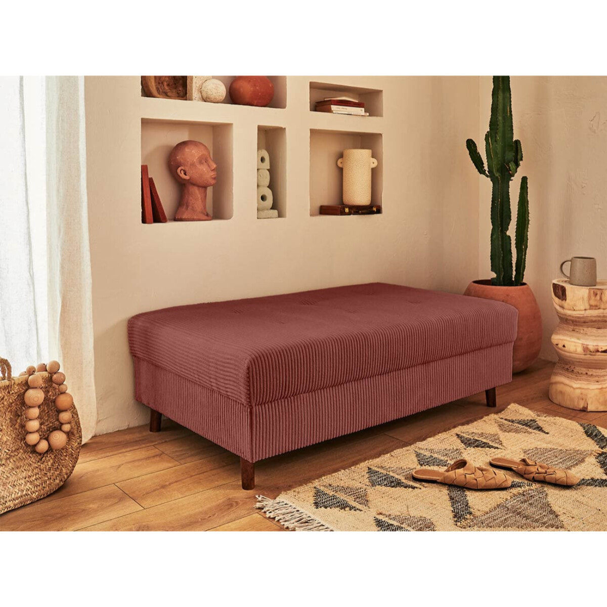 Rune - pouf modulable - en velours côtelé - Terracotta