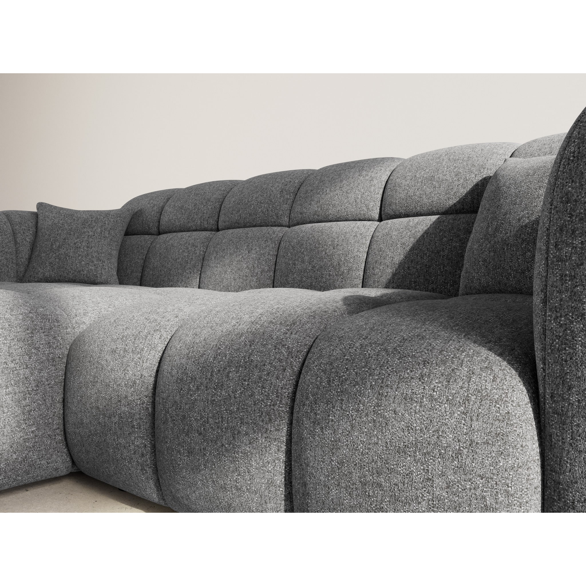 Mini Ray - Canapé d'angle gauche 4 places en tissu texturé - Gris Anthracite