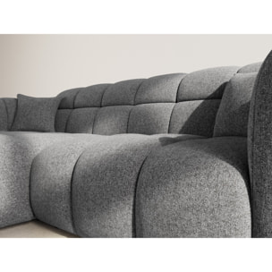 Mini Ray - Canapé d'angle gauche 4 places en tissu texturé - Gris Anthracite
