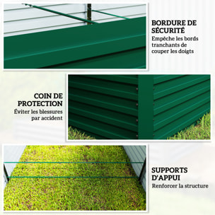 Carré potager jardinière dim. 240 x 120 x 60 cm tôle d'acier ondulée vert