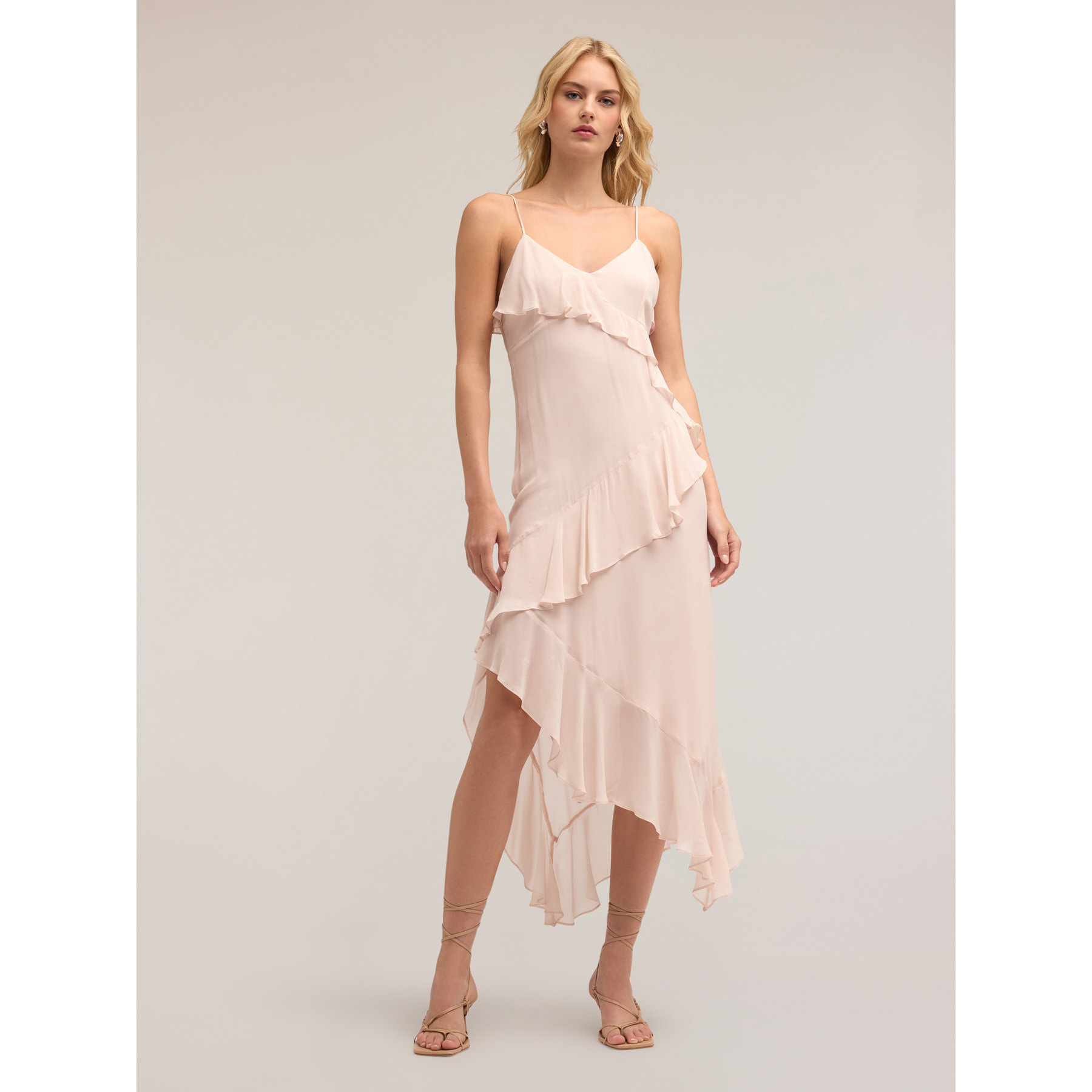 Motivi - Vestito midi con balze a rouches - Rosa