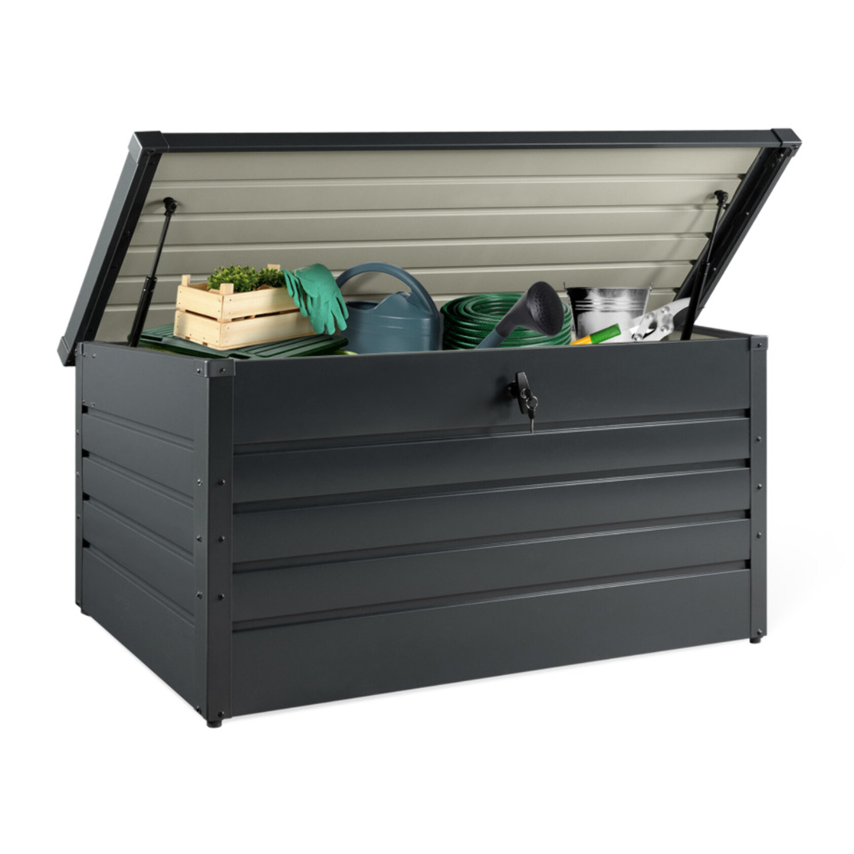 Coffre de jardin métal gris 870L