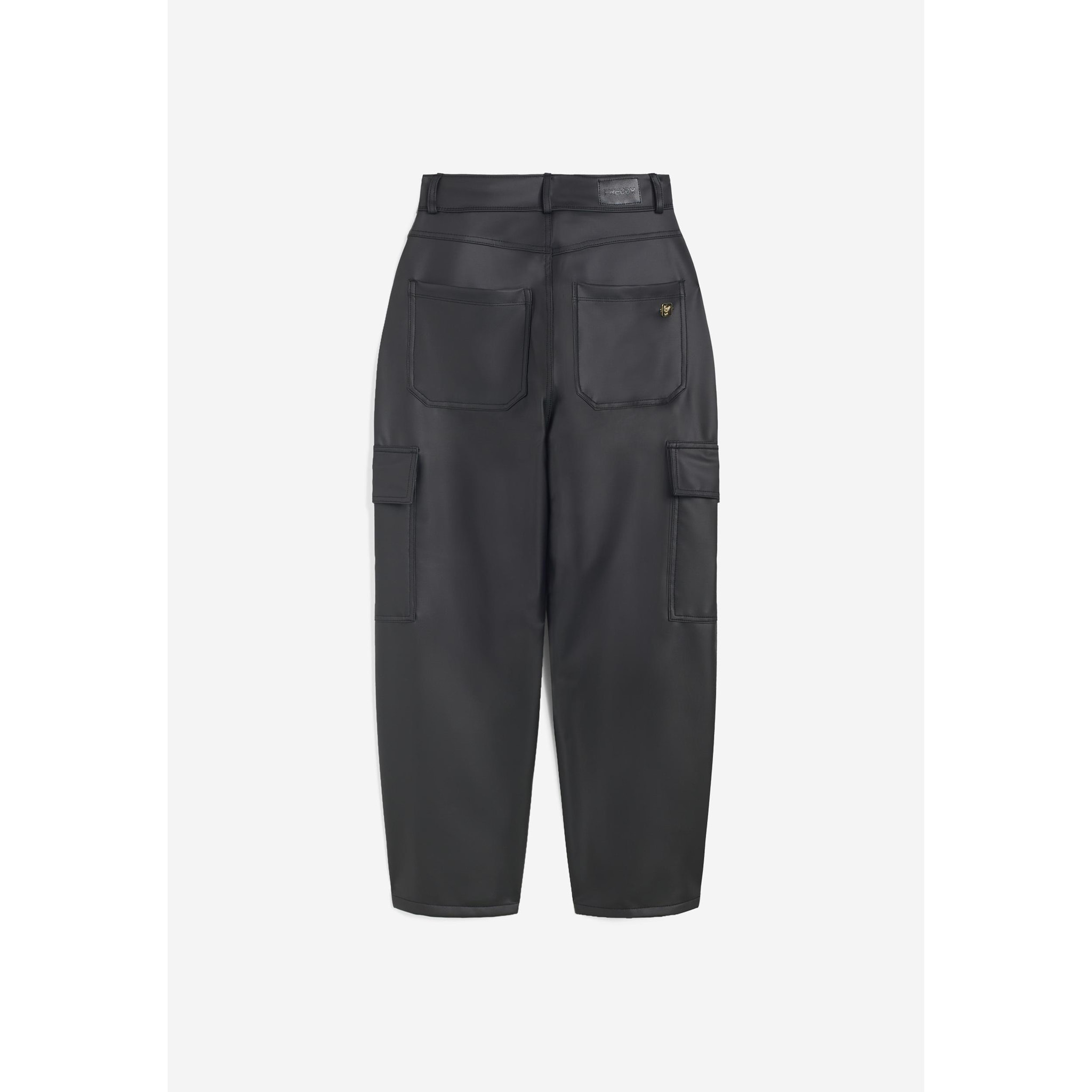 Pantaloni cargo in similpelle gamba straight cropped