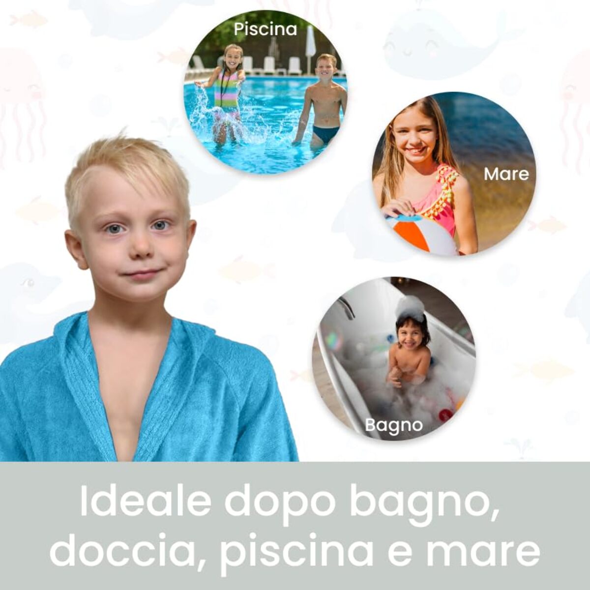 INTRECCI Accappatoio Bambino e Bambina, Accappatoio Spugna di Cotone, Assorbente, Morbido, per Pelli Sensibili, Certificato Oeko-Tex.