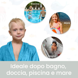 INTRECCI Accappatoio Bambino e Bambina, Accappatoio Spugna di Cotone, Assorbente, Morbido, per Pelli Sensibili, Certificato Oeko-Tex.