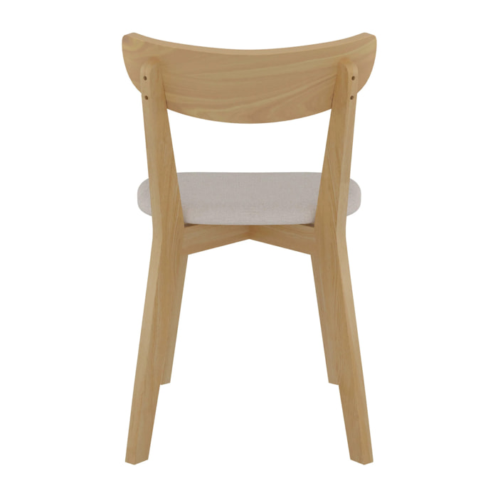 Lot de 2 chaises en tissu beige et bois de frêne - Tabata