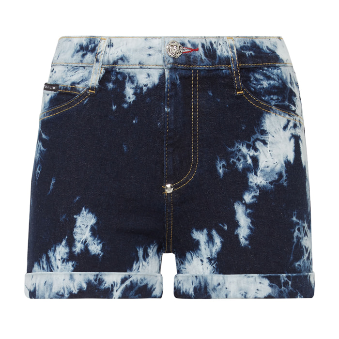 PHILIPP PLEIN Denim High waist Hot pants Bleached