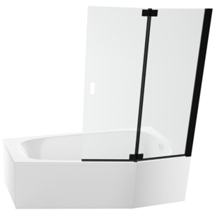 Pack baignoire bain douche 170 x 90 Bastille vidage à droite blanc brillant + tablier en niche + pare-bain noir