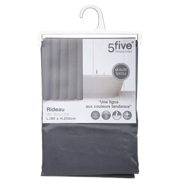 Rideau de douche 180x200cm Gris Colorama