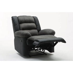 Fauteuil relax "Buckingham" - 85 x 93 x 100 cm - Noir / Gris foncé