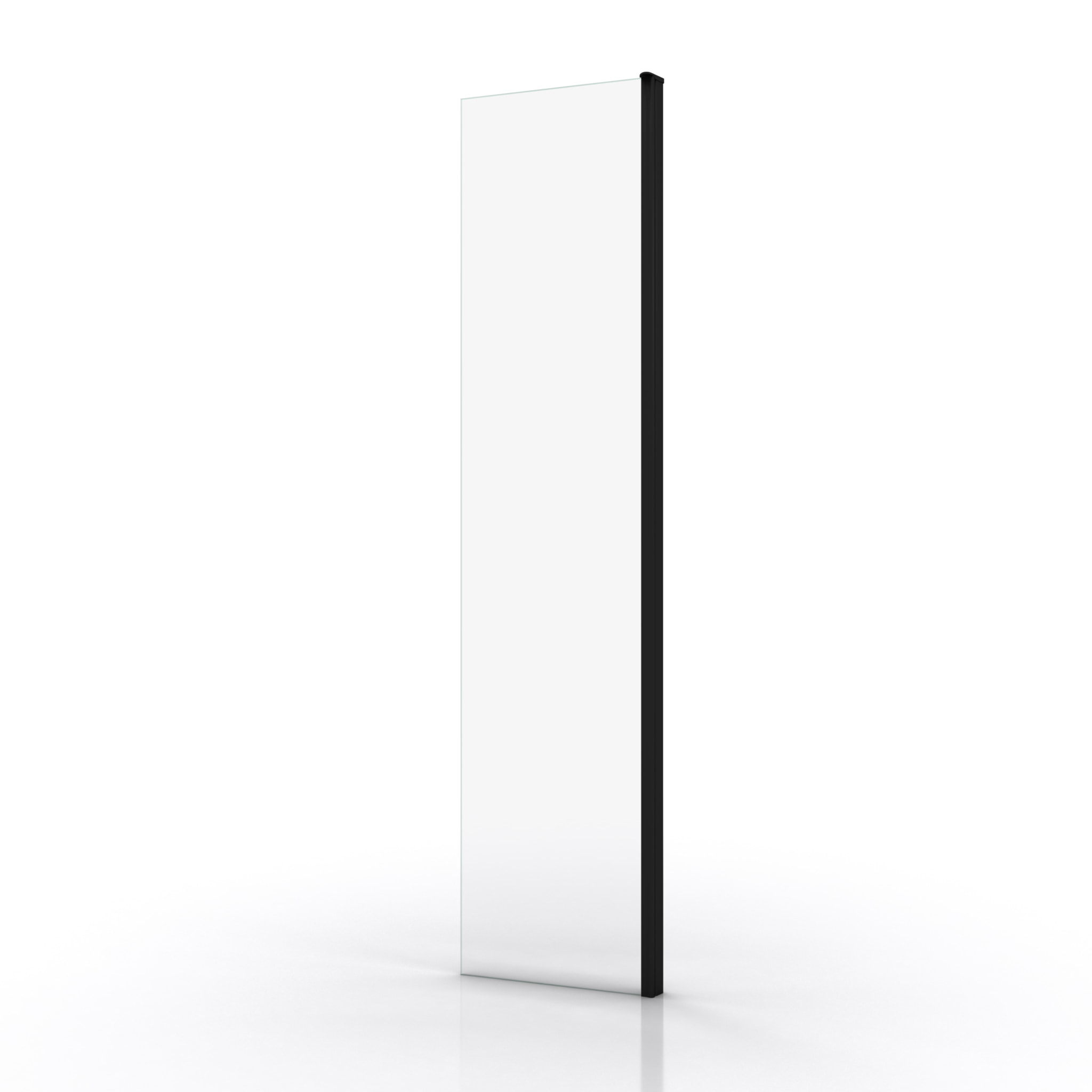 Volet pivotant pour paroi de douche fixe - 40x200cm - Verre transparent 6mm - Profile Noir Mat