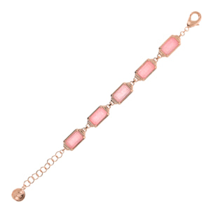 Bracciale con Pietre Naturali Rettangolari di Quarzo Rosa Scuro