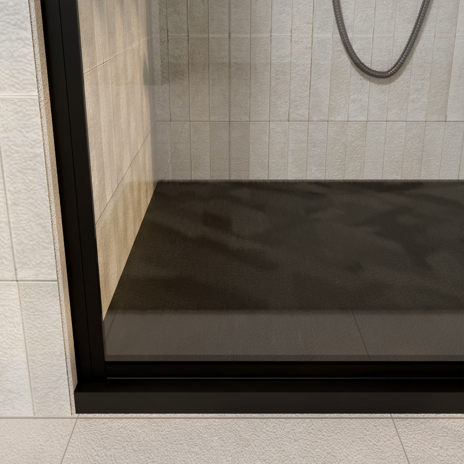 Porte de douche Pivotante 70x180 cm Sérigraphie Noire Motif Brique - Verre Anticalcaire 8mm