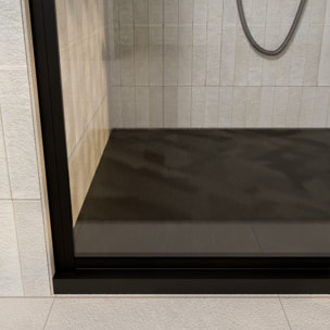 Porte de douche Pivotante 70x180 cm Sérigraphie Noire Motif Brique - Verre Anticalcaire 8mm
