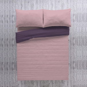 Naturals - Colcha Bouti - Lisa - Reversible - 100% Microfibra - 70 gr/m² - Berenjena/Rosa Viejo