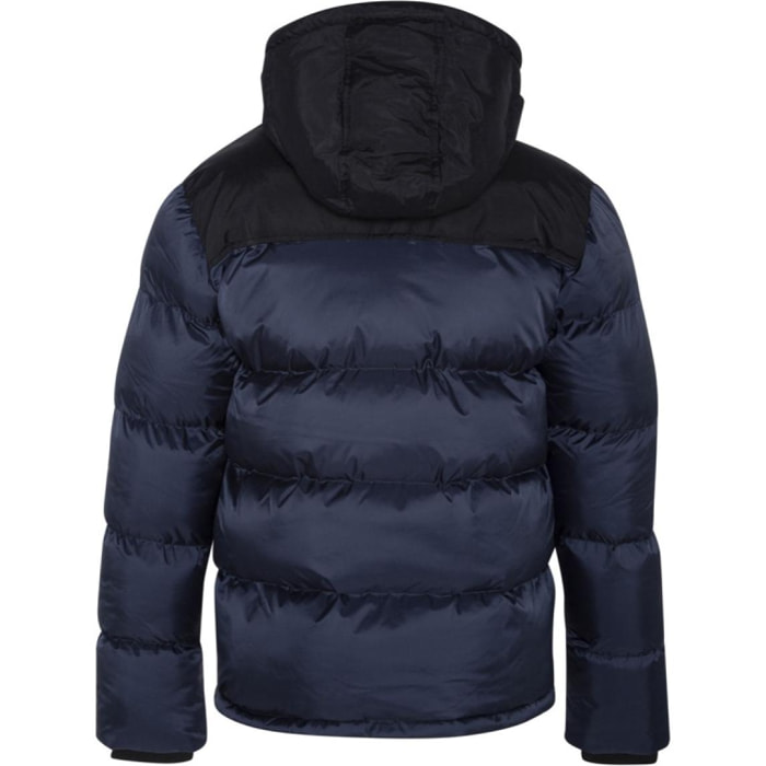 UTAH2 PADDED HOODED JACKET WITH YOKES & SCHOTT NYC CHEST EMBROIDERY BODY = 100% NYLON / YOKES = 60% COTTON 40% NYLON Blu