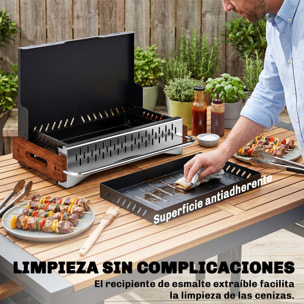 Barbacoa de Carbón Plegable, Barbacoa Portátil, 50,5x34x33 cm, con Bandeja de Carbón Extraíble, para Camping, Picnic, Fiesta en Jardín, Negro