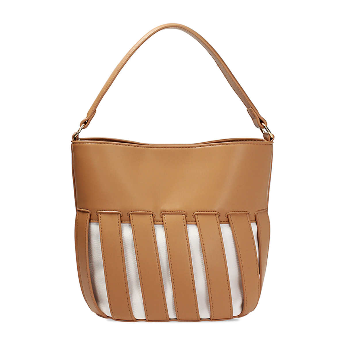 Borsa a spalla donna cognac, a secchiello