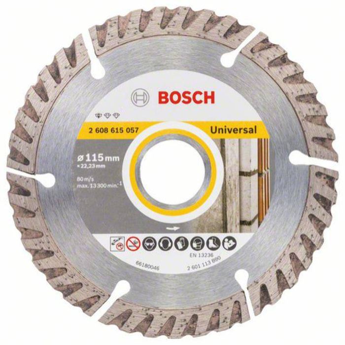 Disque à tronçonner diamanté universel BOSCH 115 x 22.23 mm - 2608615057