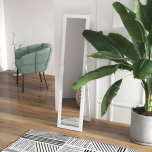 Espejo de Cuerpo Entero 37x155 cm Espejo de Pie Espejo de Pared Forma Rectangular con Marco de Madera Decorativo para Salón Dormitorio Pasillo Blanco