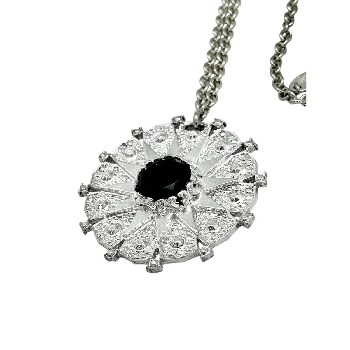 Collar largo Azca en plata chapado 10µ y cristal negro.