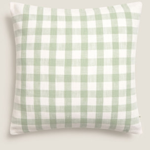 Funda de cojín algodón cuadros Soncuad color verde Algodón