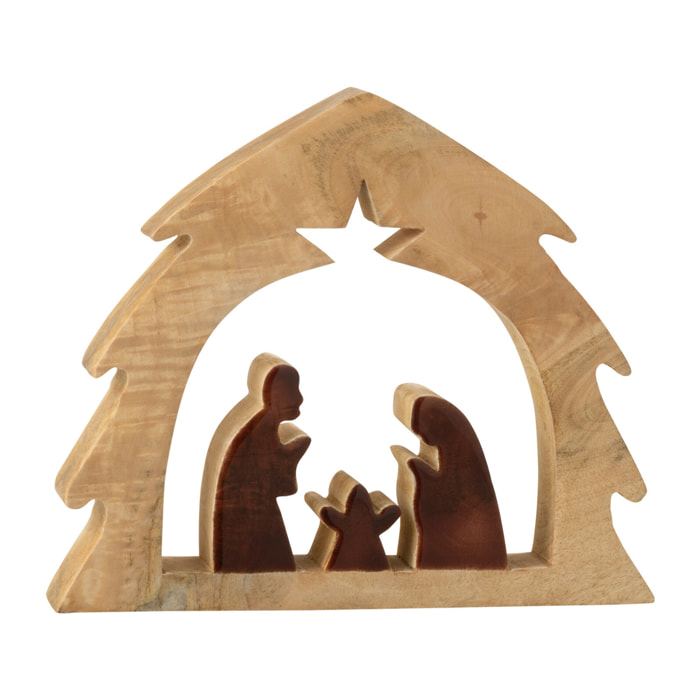 J-Line décoration Crèche Noël Maison - bois - naturel/marron - medium