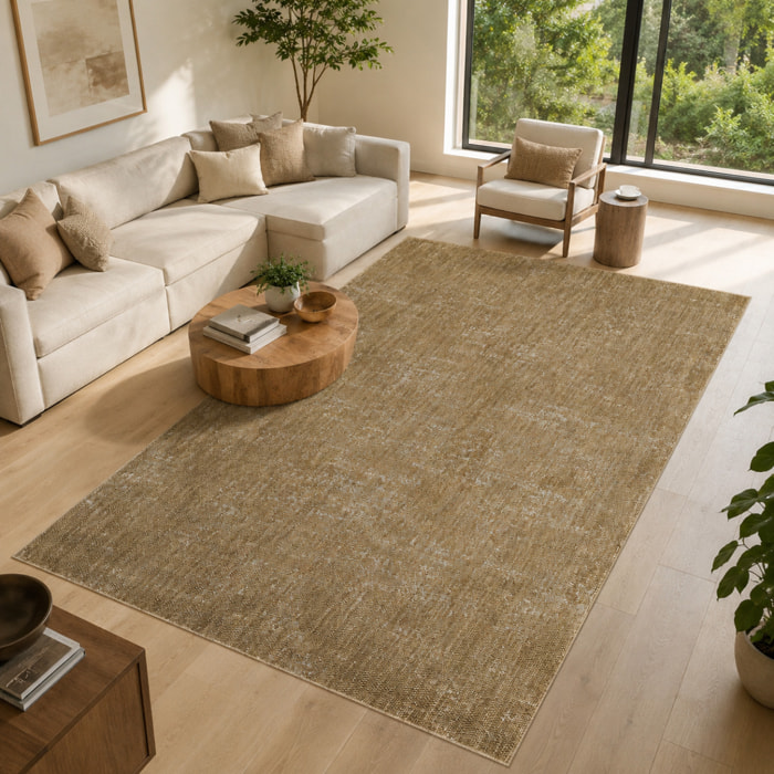 Tapis kilim faux uni, tissage authentique, design épuré, DOUCA