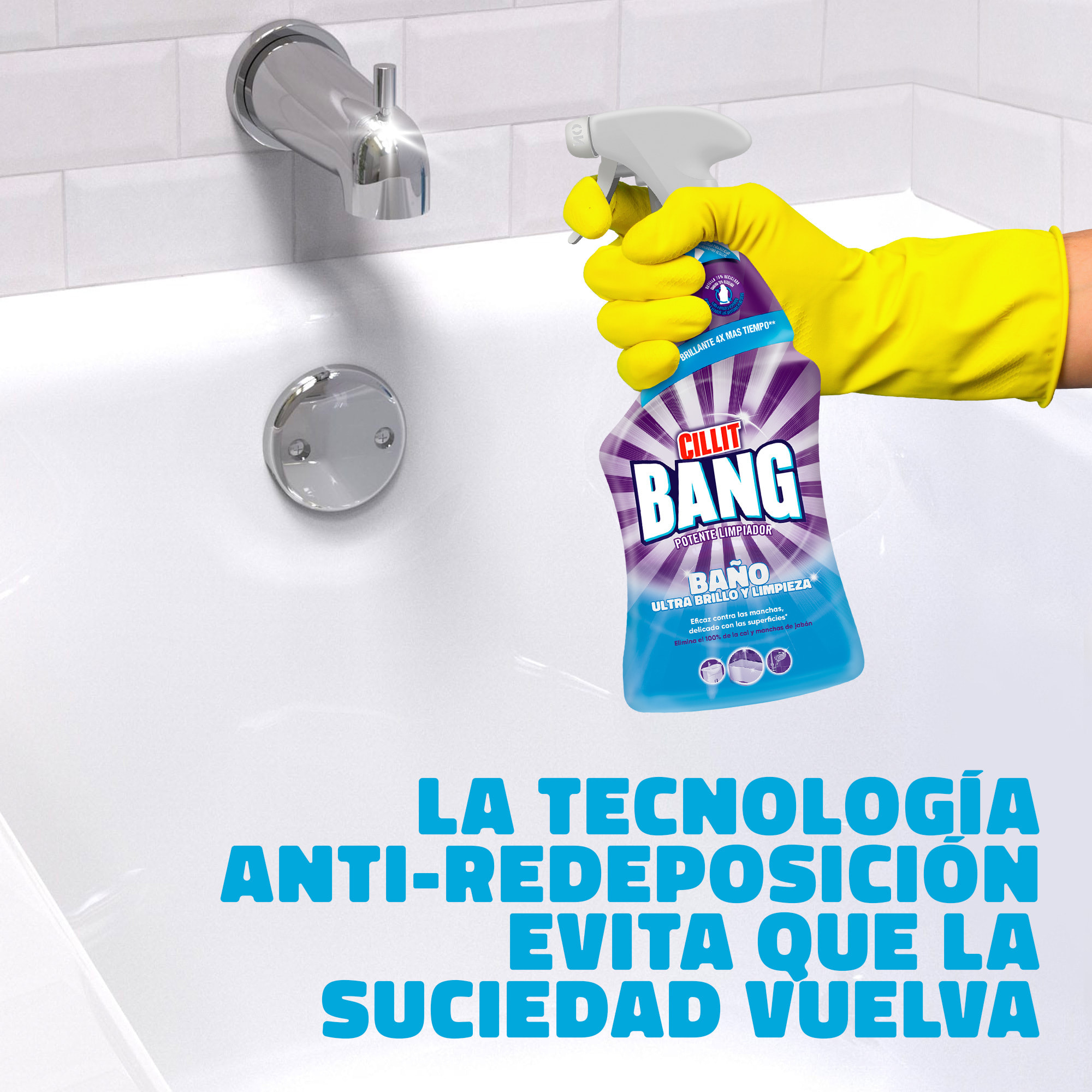 Cillit Bang - Spray Baño ultra brillo y limpieza, fórmula biodegradable - Pack 3x 750ml