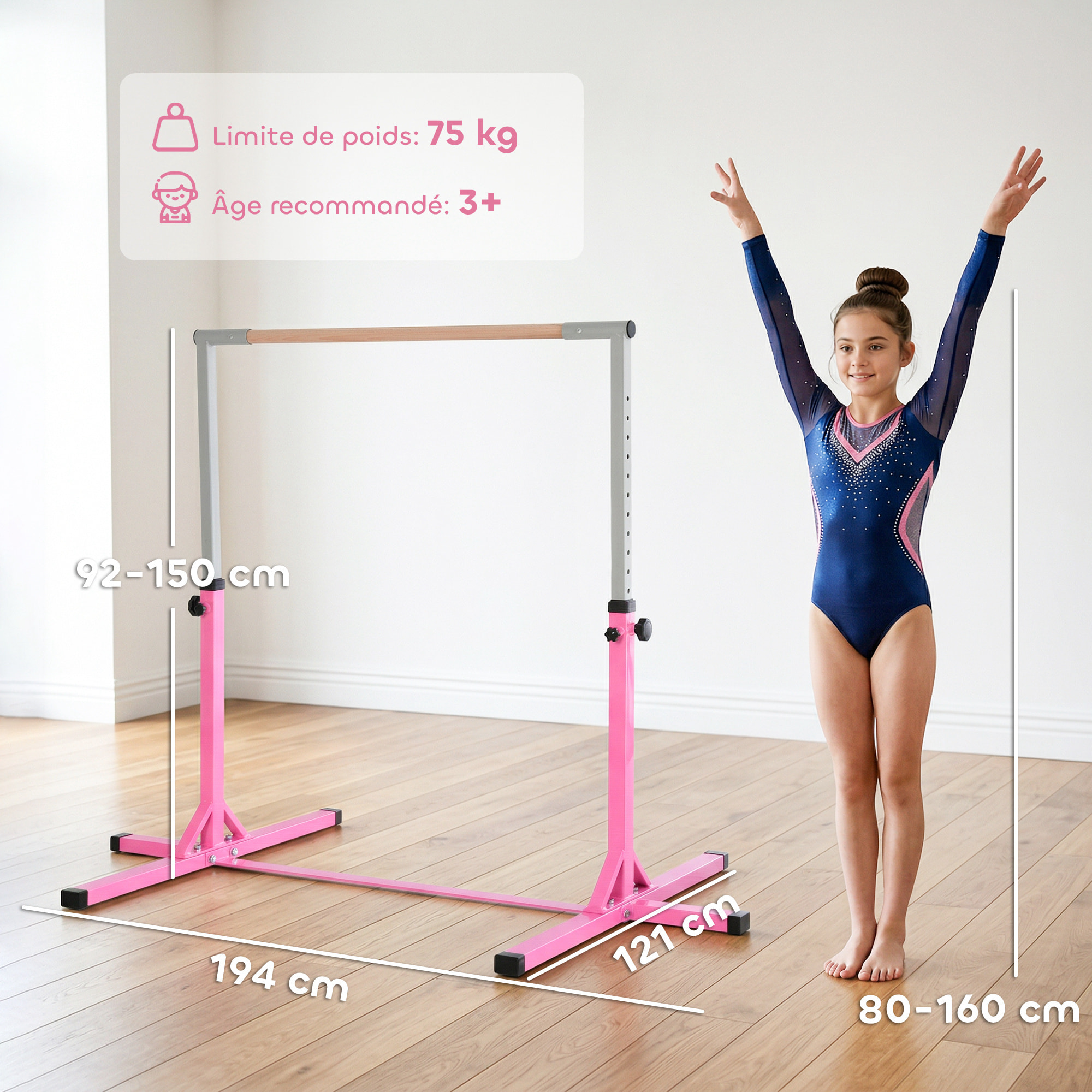 Barre fixe de gymnastique enfant hauteur