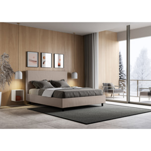 Letto matrimoniale contenitore imbottito 160x200 similpelle tortora Focus