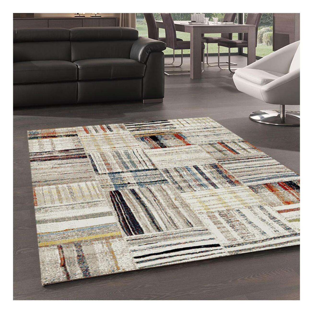 tapis salon 160x230 tissé beige rectangle motif berbère MO 83